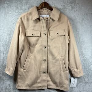 Calvin Klein NEW Jacket Women PXS Tan Solid Drop Shoulder Long Cottagecore BOHO